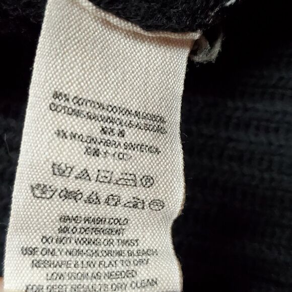 FREE People Downtown Black Dolman Sleeve Asymmetrical Ribbed Knit Sweater Medium - Picture 13 of 14